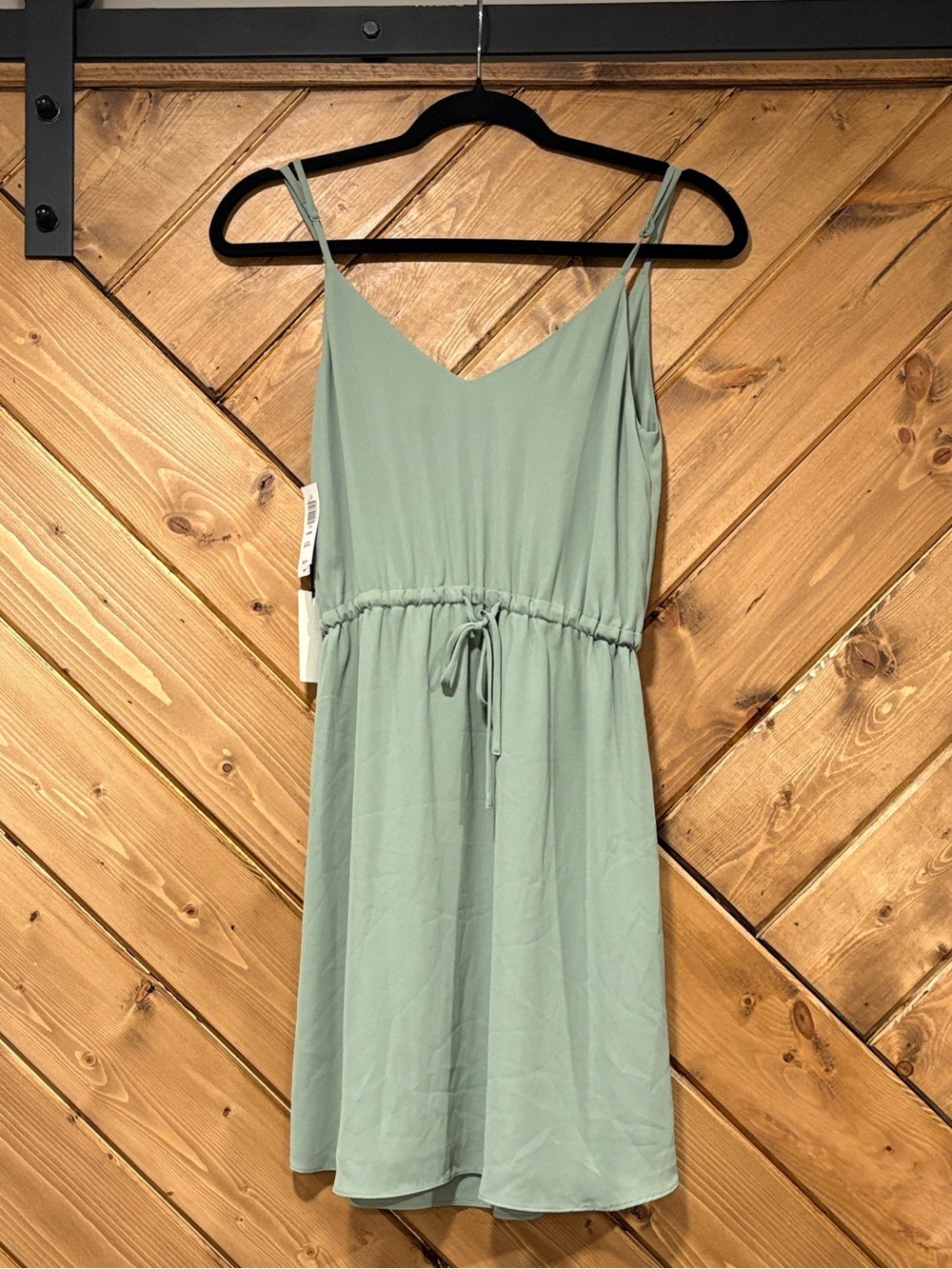 Aritzia Babaton Casimir Light Sage Green Drawstring Mini Dress NWT 2XS